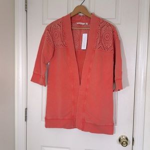 NWT Soft Surroundings Thick & Warm  Orange Stone Wash Cardigan